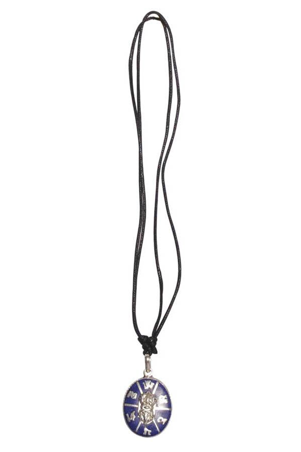 Tibetan Prayer Dorje Pendant Necklace with Lapis