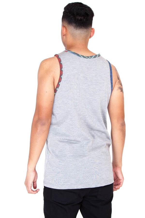 Men's Grey Sleeveless Om Muscle yoga Beach Top w/Pocket