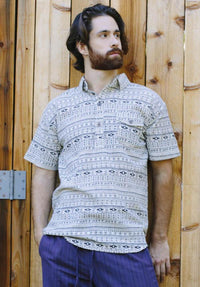 Men's Cotton Half Sleeve Summer Kurta Top Shirt