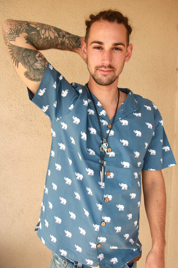 elephant dress shirt pique button-up shirt