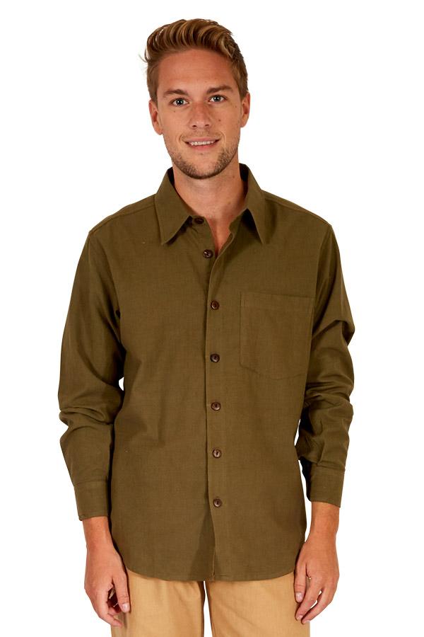 Cotton Button-Down Long Sleeve Shirt