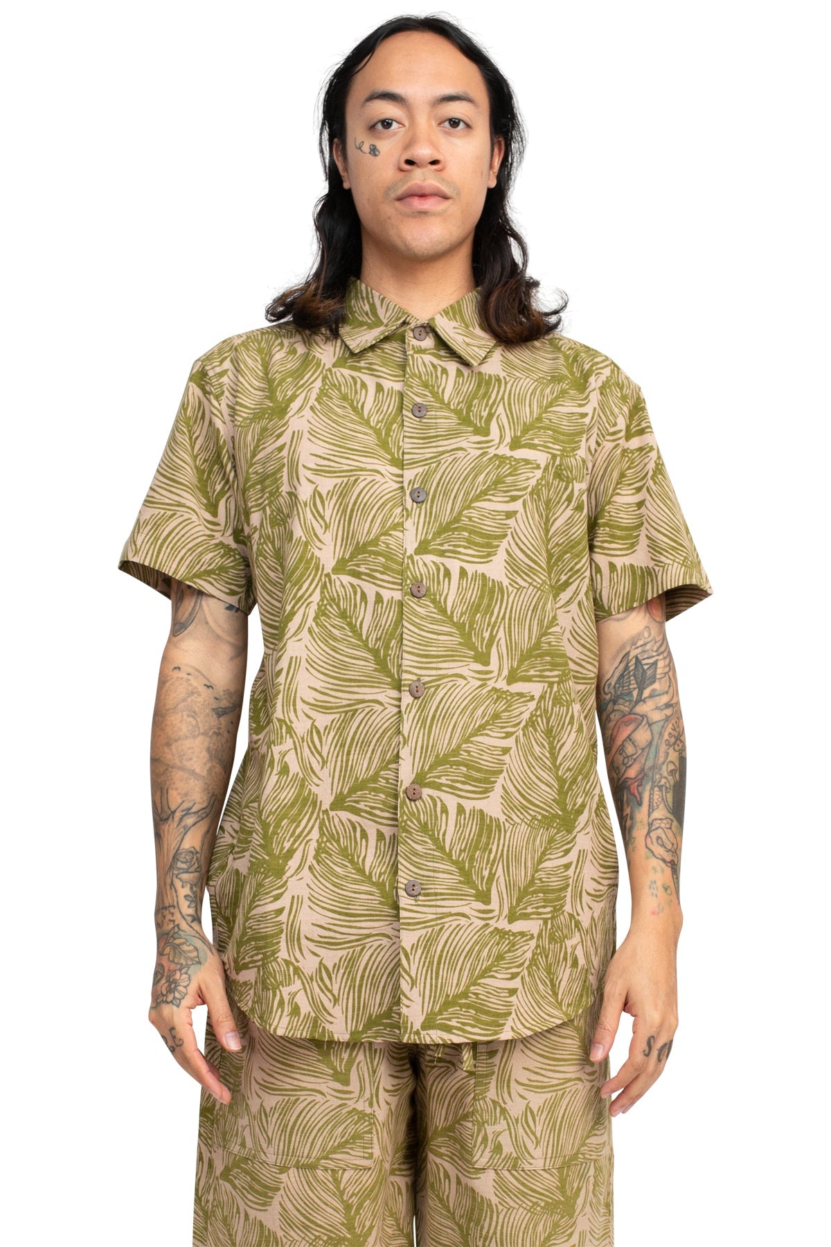 Tropical Leaves Button Up Shirt