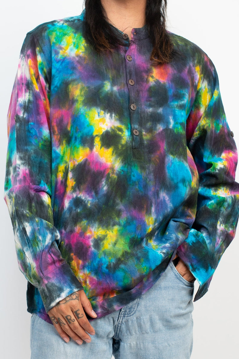 Tiedye Homespun Longsleeve Henley Shirt