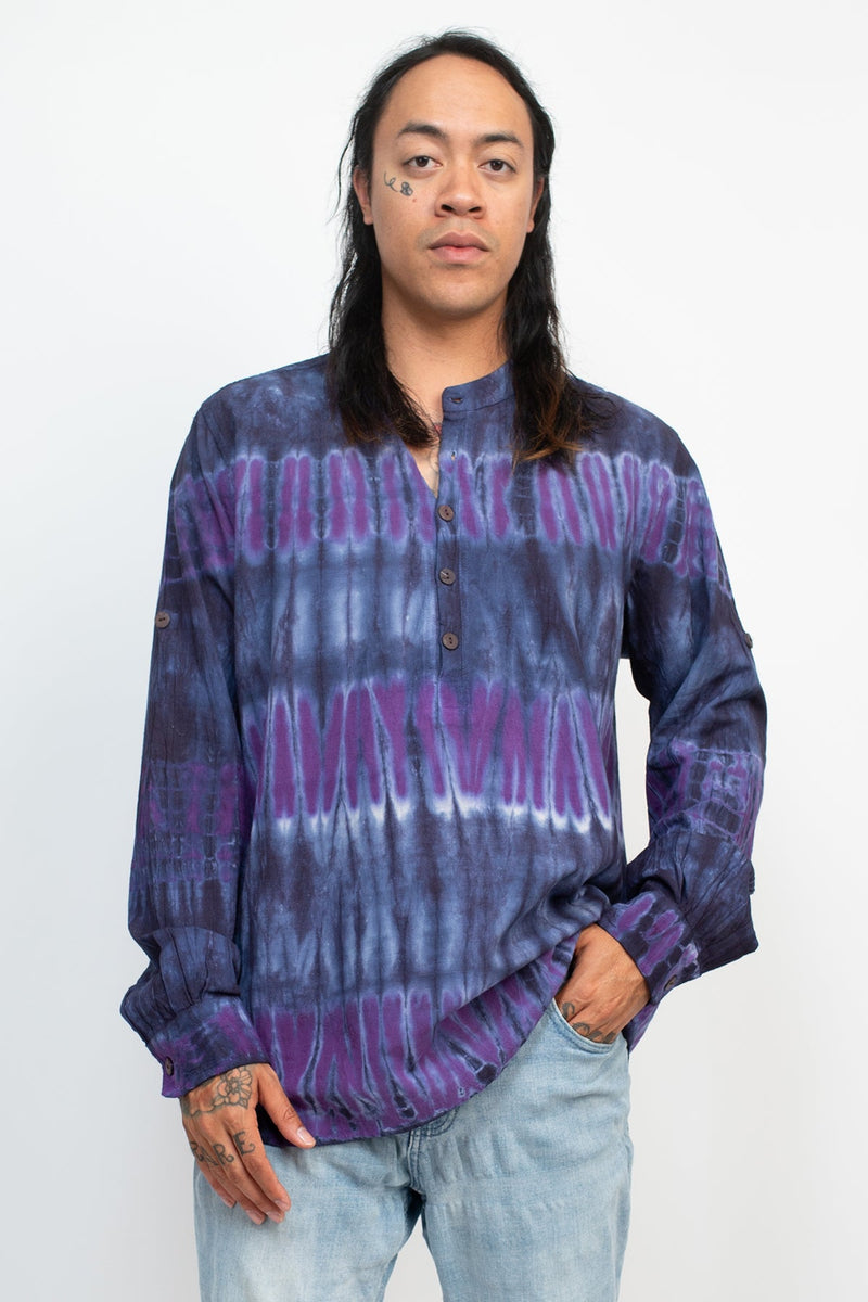 Tiedye Homespun Longsleeve Henley Shirt