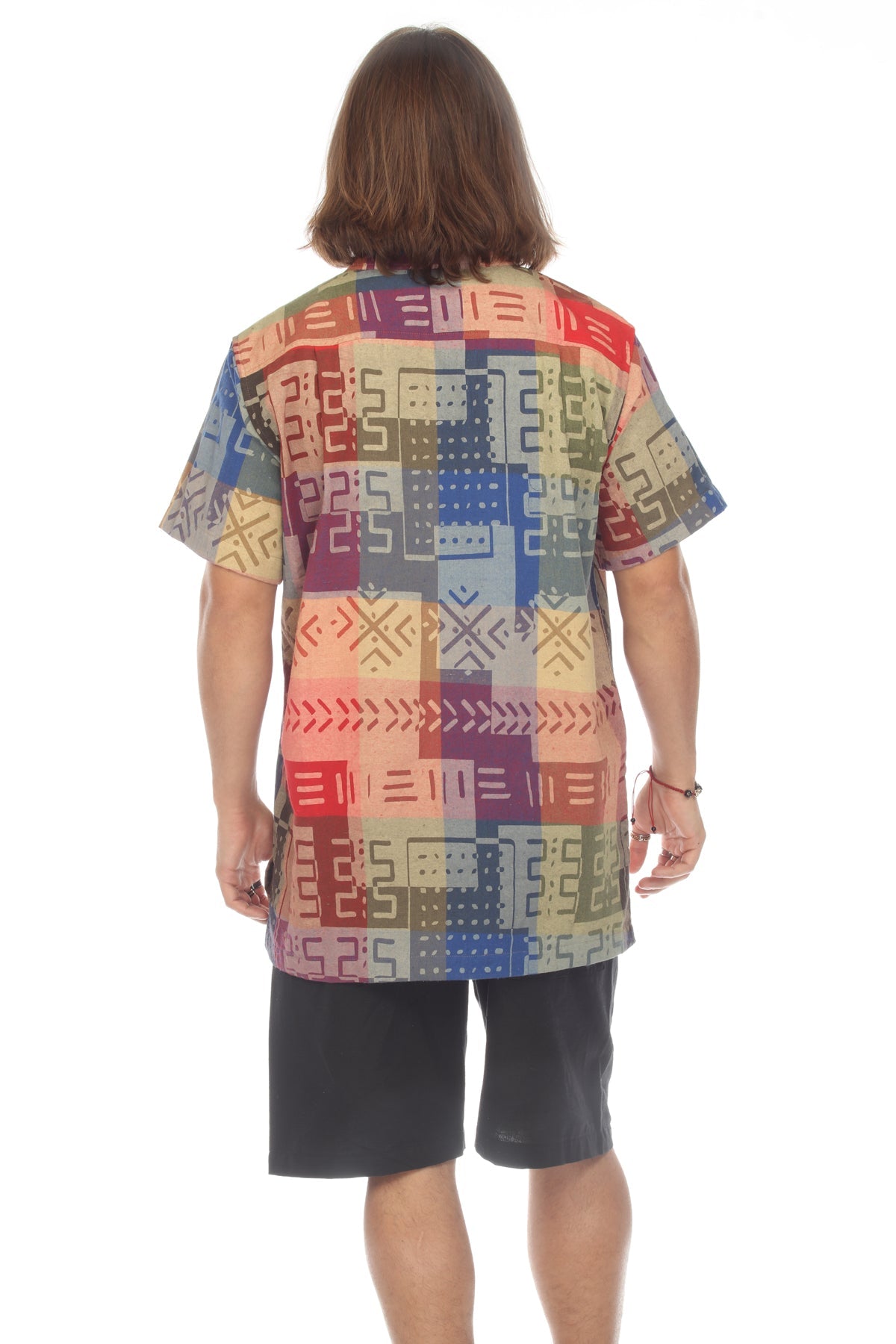 Woven Tribal Patch Print Short Sleeve Kurta