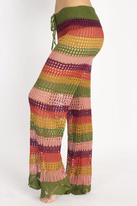 Crocheted Stripe Flare Beach Pants
