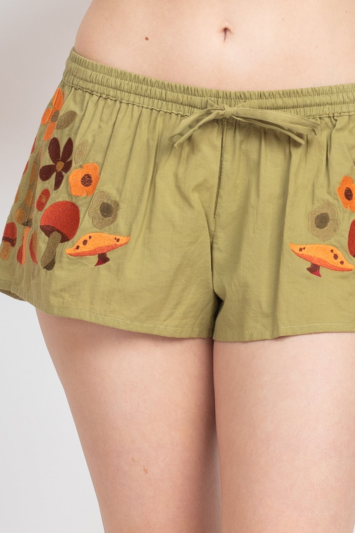 Mushroom Embroidery Shorts
