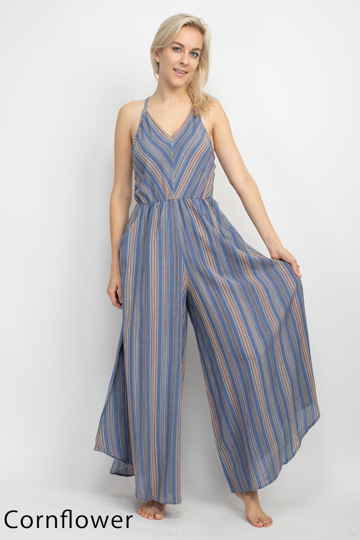 Stripe Plazzo Overall