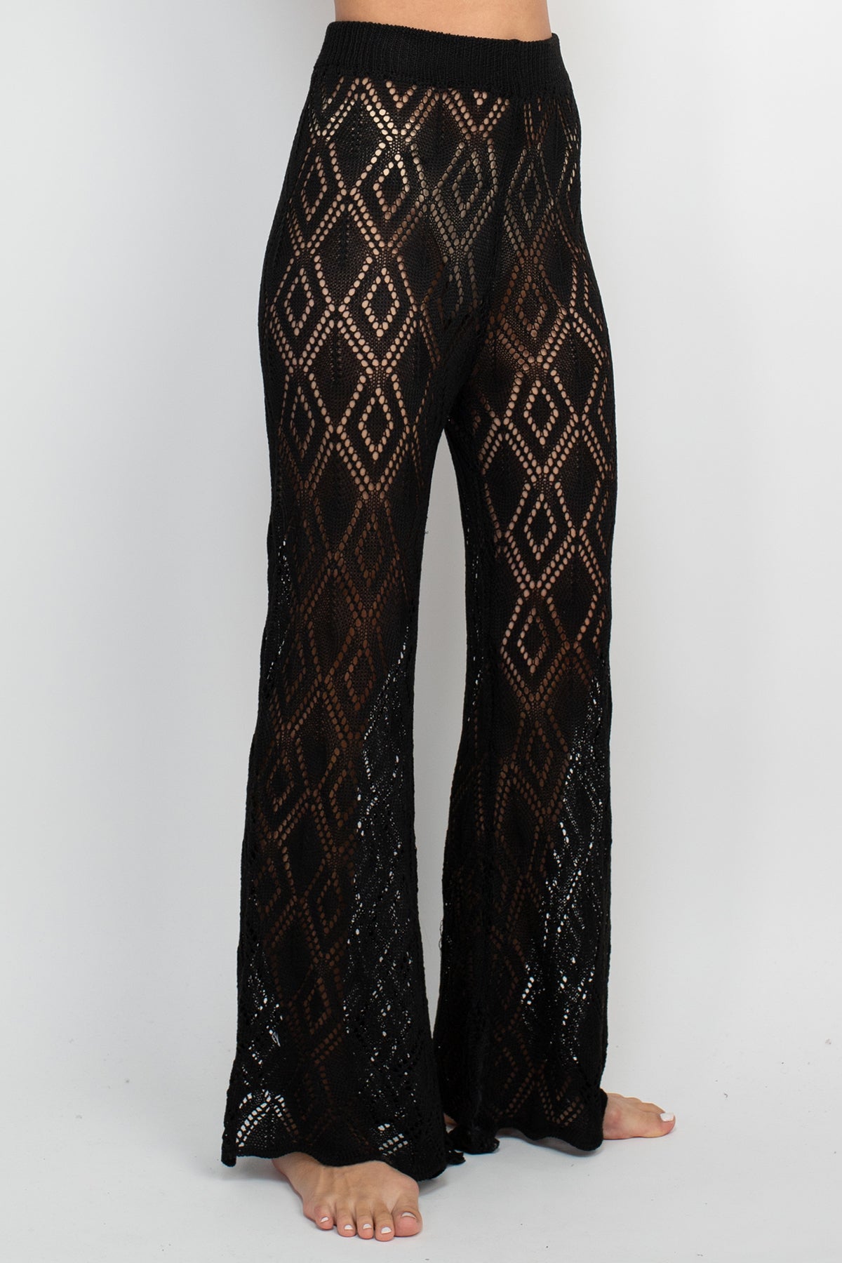 Women's Diamond Knit Flare Bellbottoms - 70's Vintage Festival