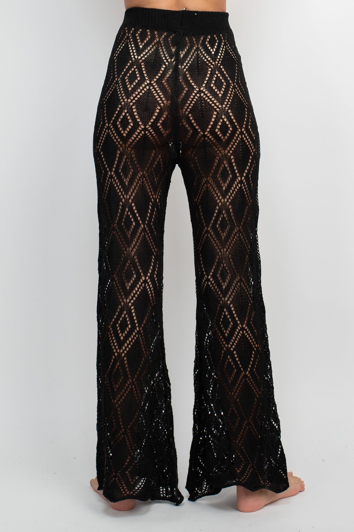 Women's Diamond Knit Flare Bellbottoms - 70's Vintage Festival