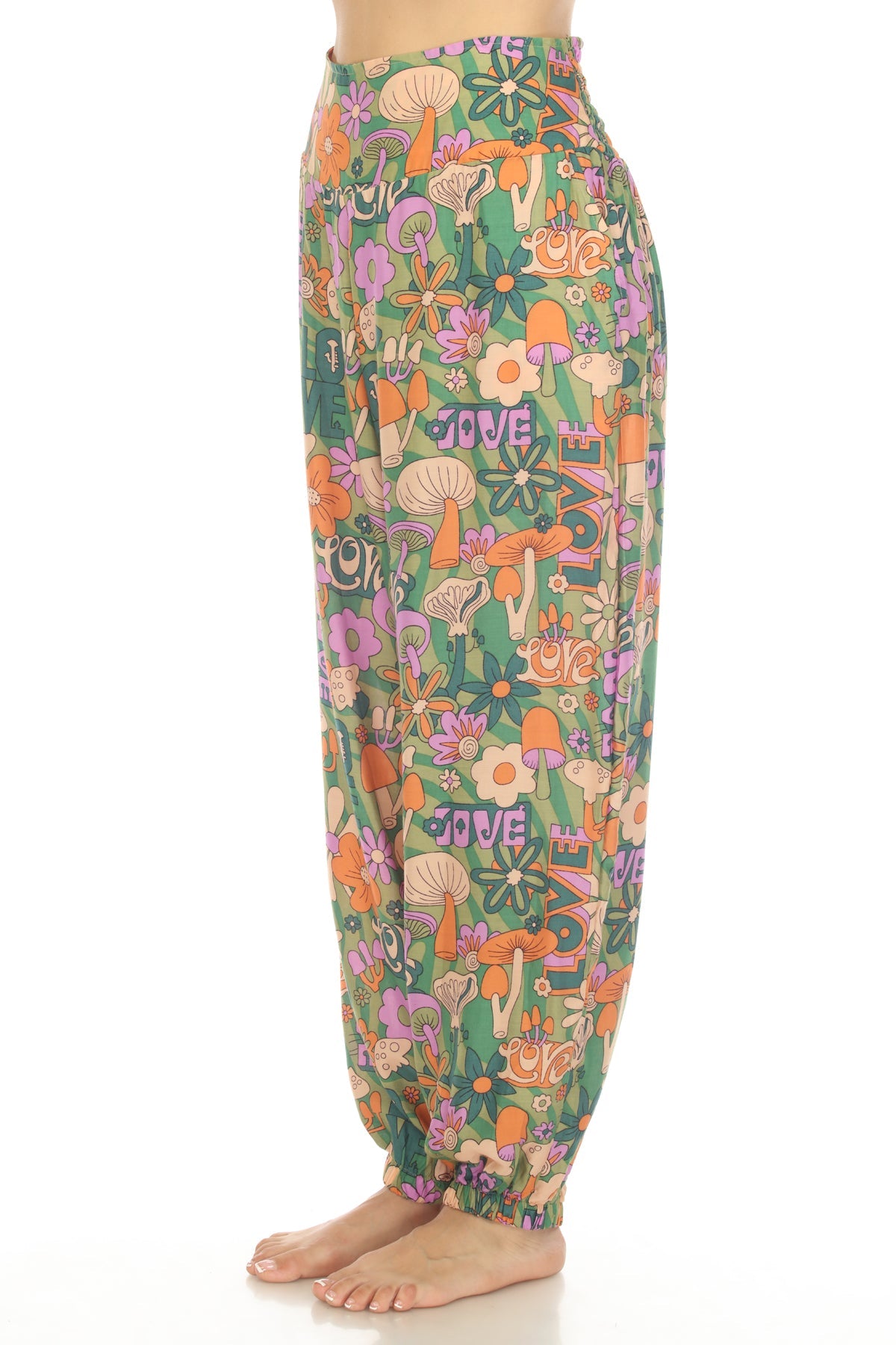 Mushroom Love Print Harem Pants