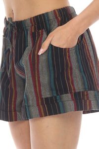 Stripe Tacked Cuffs Shorts