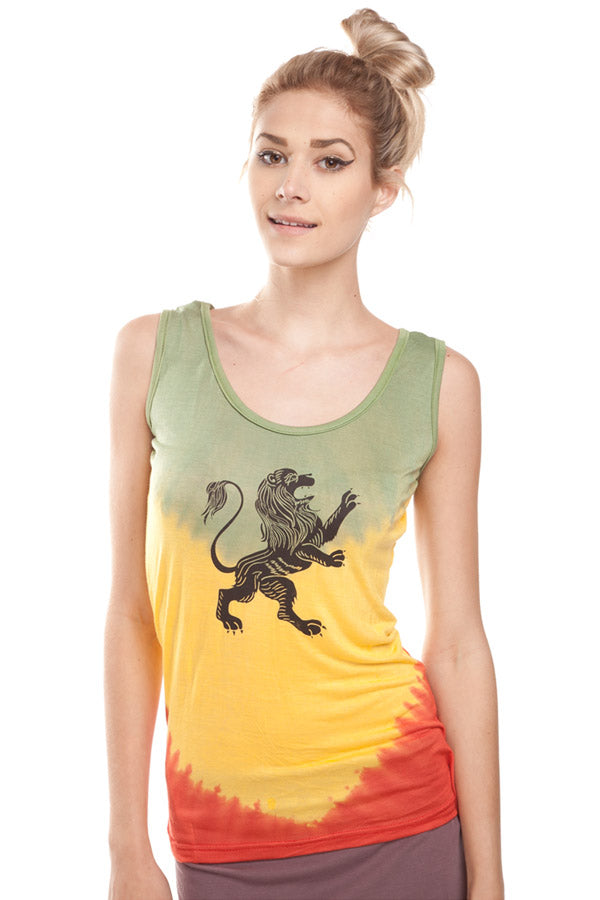 Womens Reggae Rasta Tie-Dye Lion of Judah Tanktop