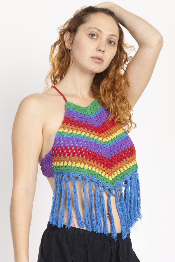 Vintage Rainbow Halter Top