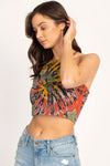 Tie-dyed Organic Rasta High Neck Crop Cami