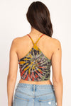 Tie-dyed Organic Rasta High Neck Crop Cami