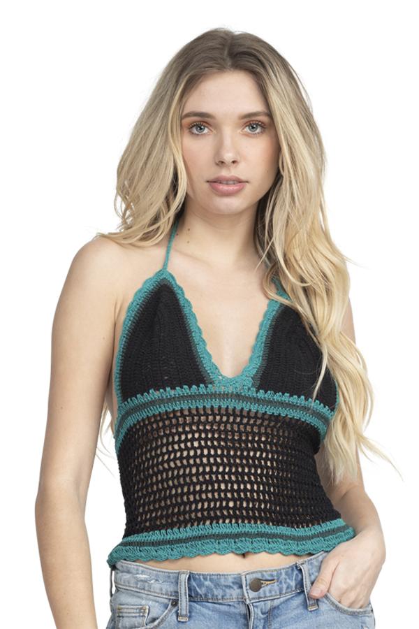 Tri Color Crochet Halter Top