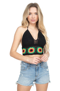 Rasta Flower Crochet Top