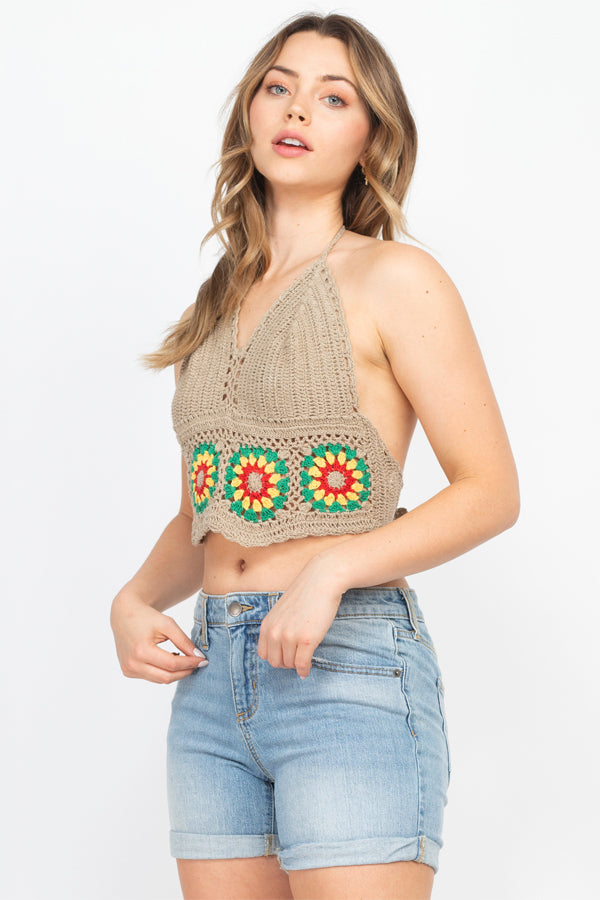 Rasta Flower Crochet Top