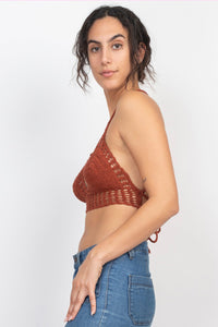 Laced Back Crochet Bikini Top