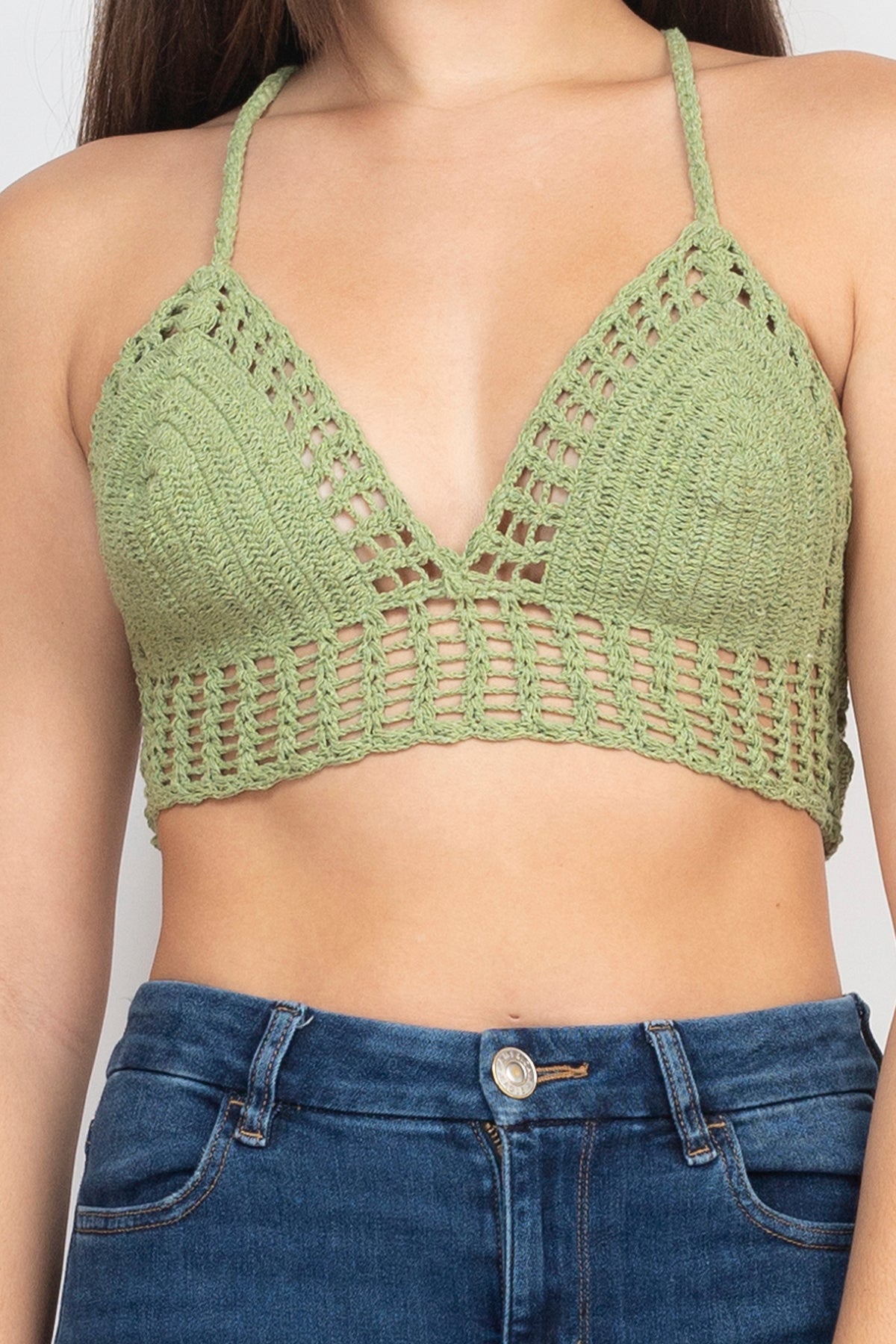 Laced Back Crochet Bikini Top