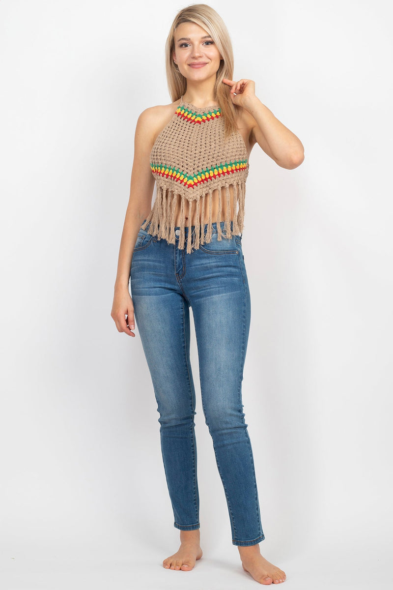 Rasta Triangle Crochet Top