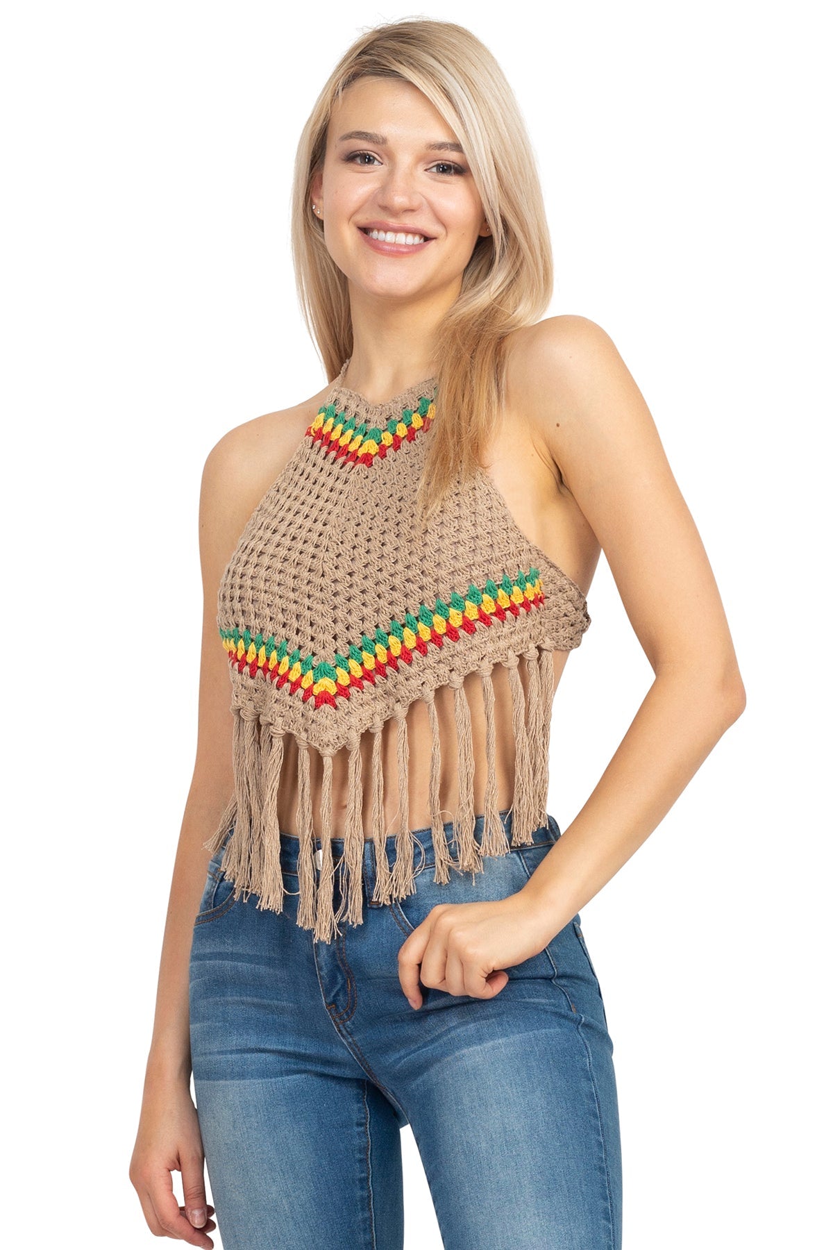 Rasta Triangle Crochet Top