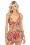 Mushroom Love Print Tie Front Bra Top