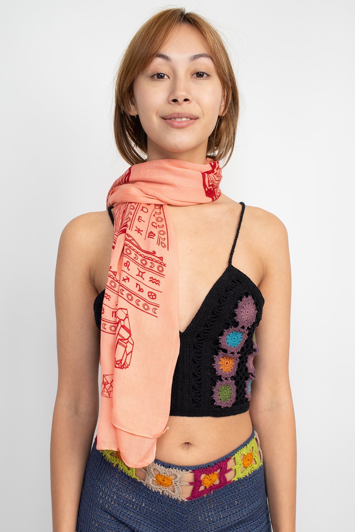 Crystals Printed Soft Sun Scarf