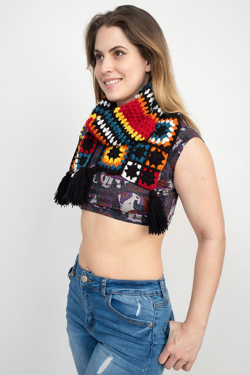 Hippie Granny Square Scarf