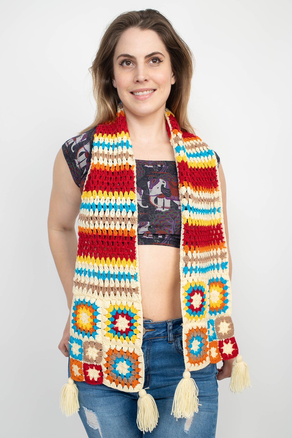 Hippie Granny Square Scarf