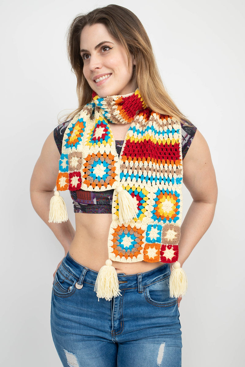 Hippie Granny Square Scarf