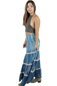 Women's Summer Cotton Tie Dye Gypsy Maxi Skirt