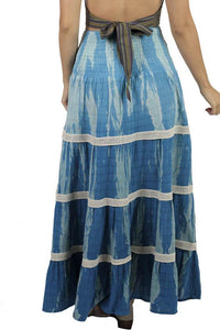 Women's Summer Cotton Tie Dye Gypsy Maxi Skirt