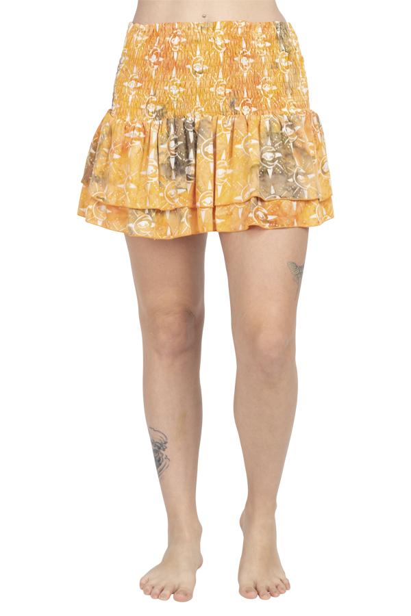 Batik Ruffle Miniskirt
