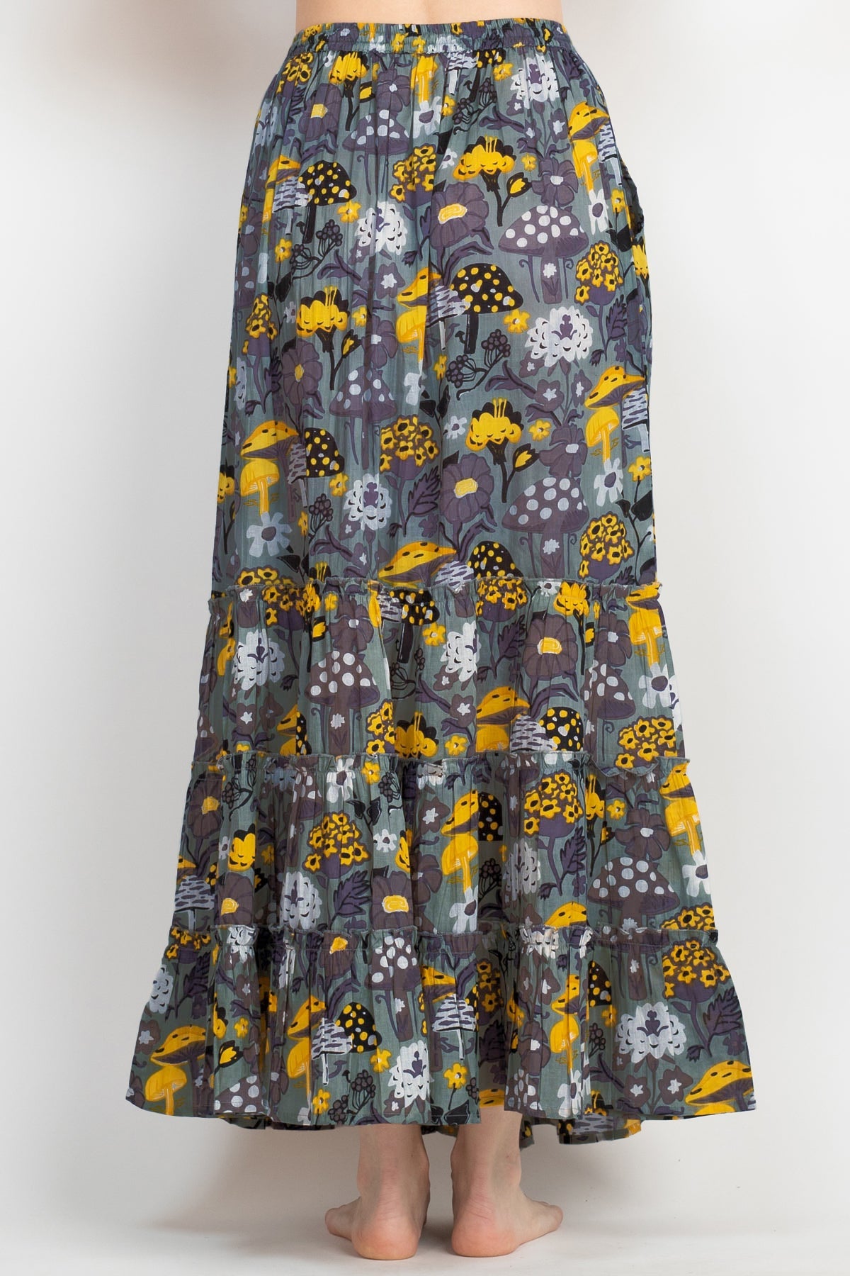 Mushroom Print Maxi Skirt