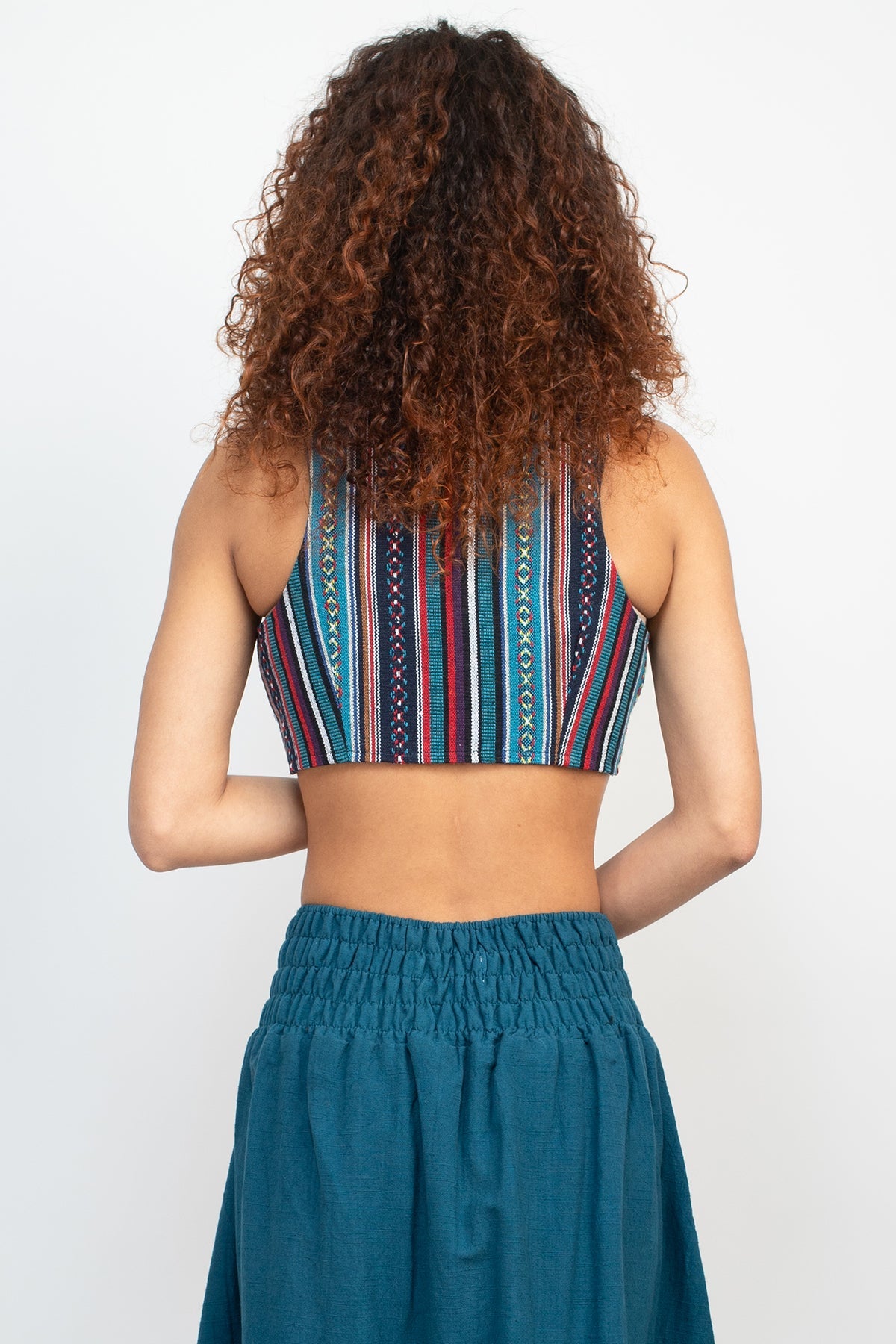 Midi skirt with online yoke