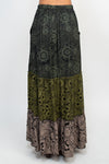 Tiered Lace Print Maxi Skirt