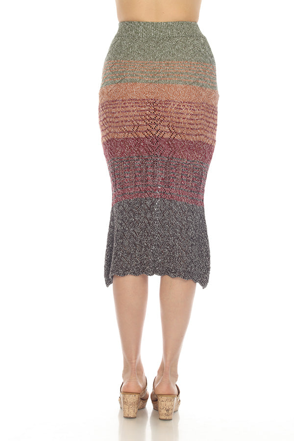 Gradient Knit Midi Skirt