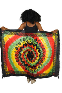 Tie Dye Rasta Lion Head Sarong