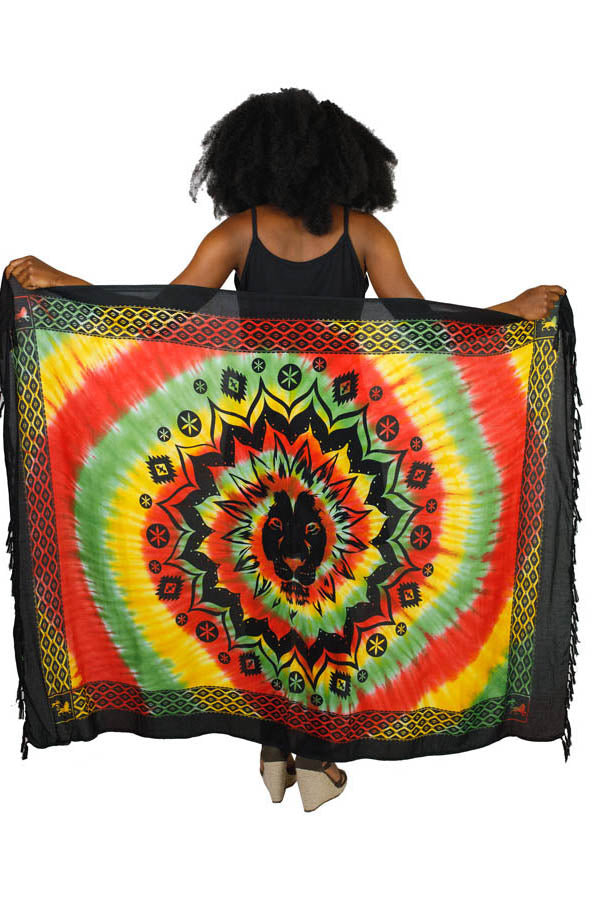 Tie Dye Rasta Lion Head Sarong