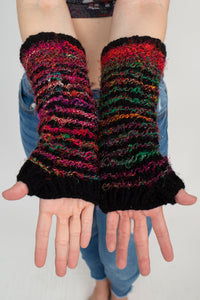 Multi Color Recycled Silk Fingerless Gloves