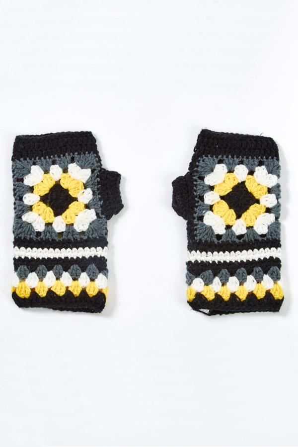 Flower Patch Crocheted Fingerless Gloves