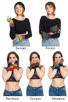 Multi Colored Striped Fingerless Gloves