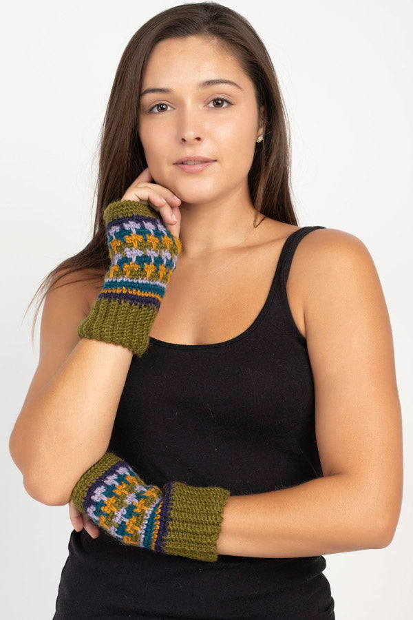 Short Multi Clr Fingerless Gloves