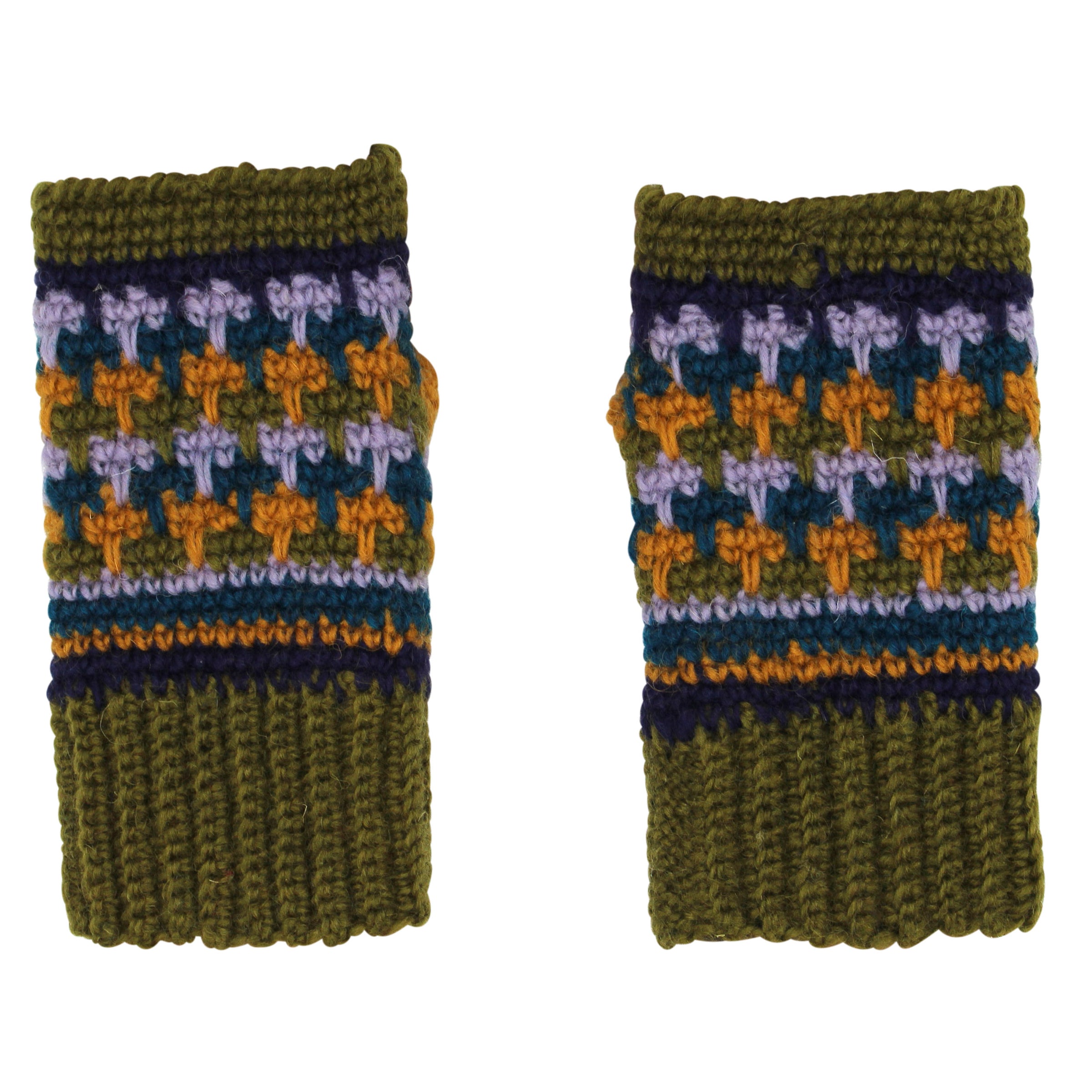 Short Multi Clr Fingerless Gloves