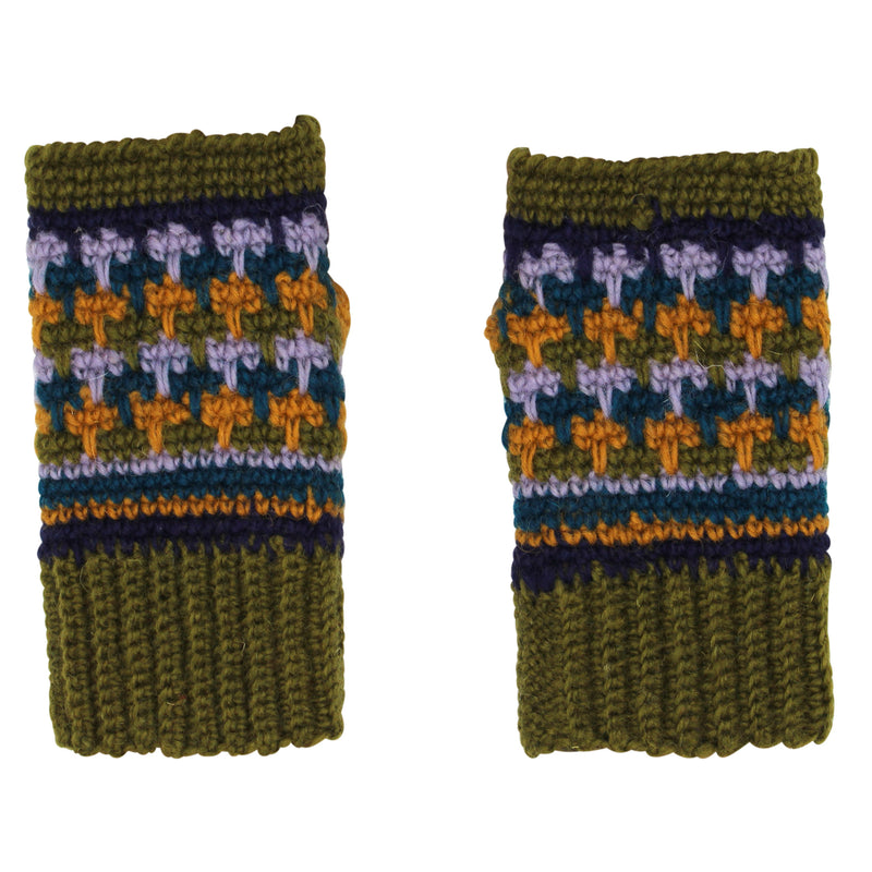 Short Multi Clr Fingerless Gloves