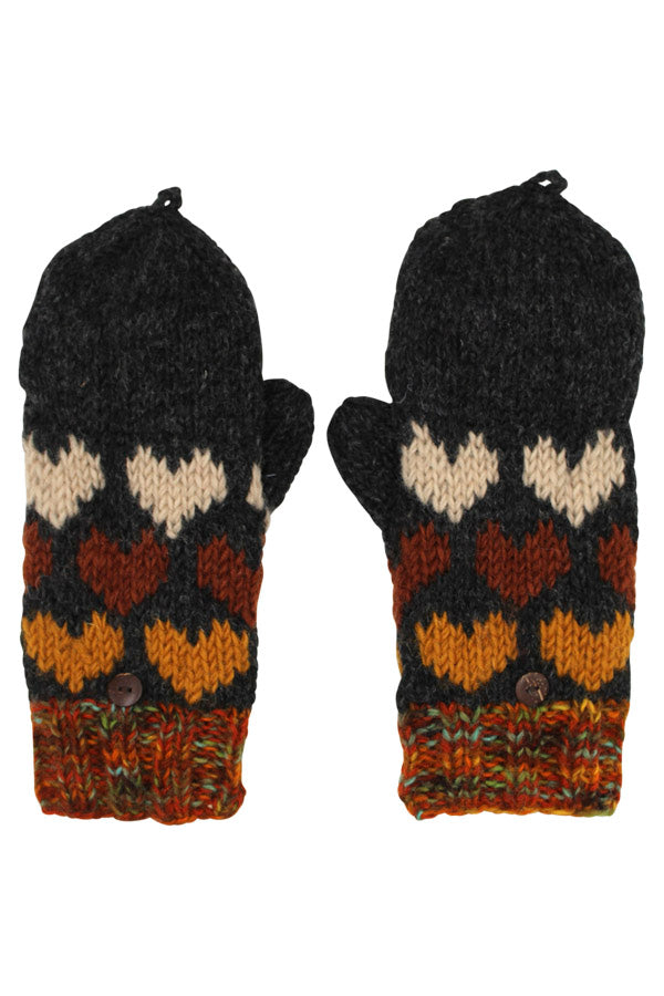 Wool Knit Hearts Mittens