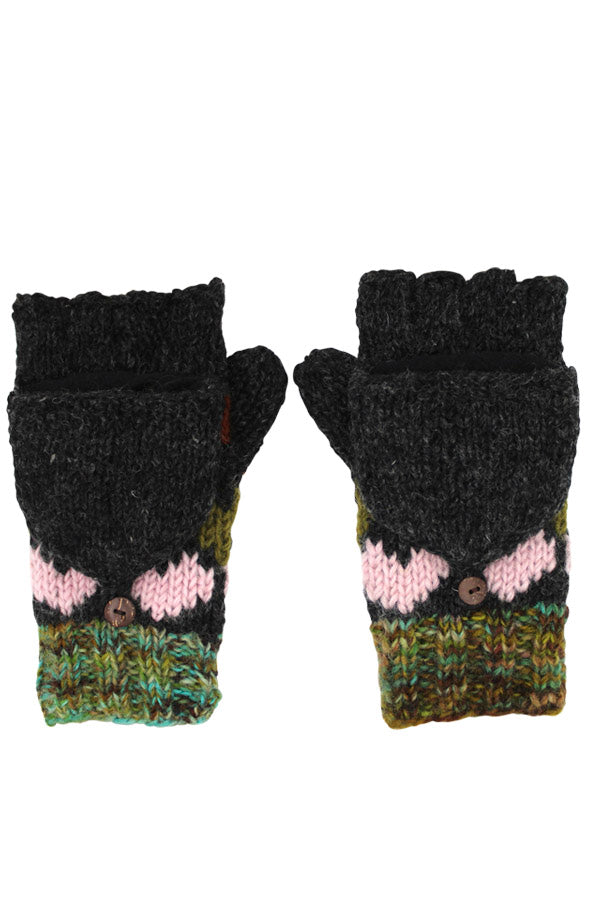 Wool Knit Hearts Mittens