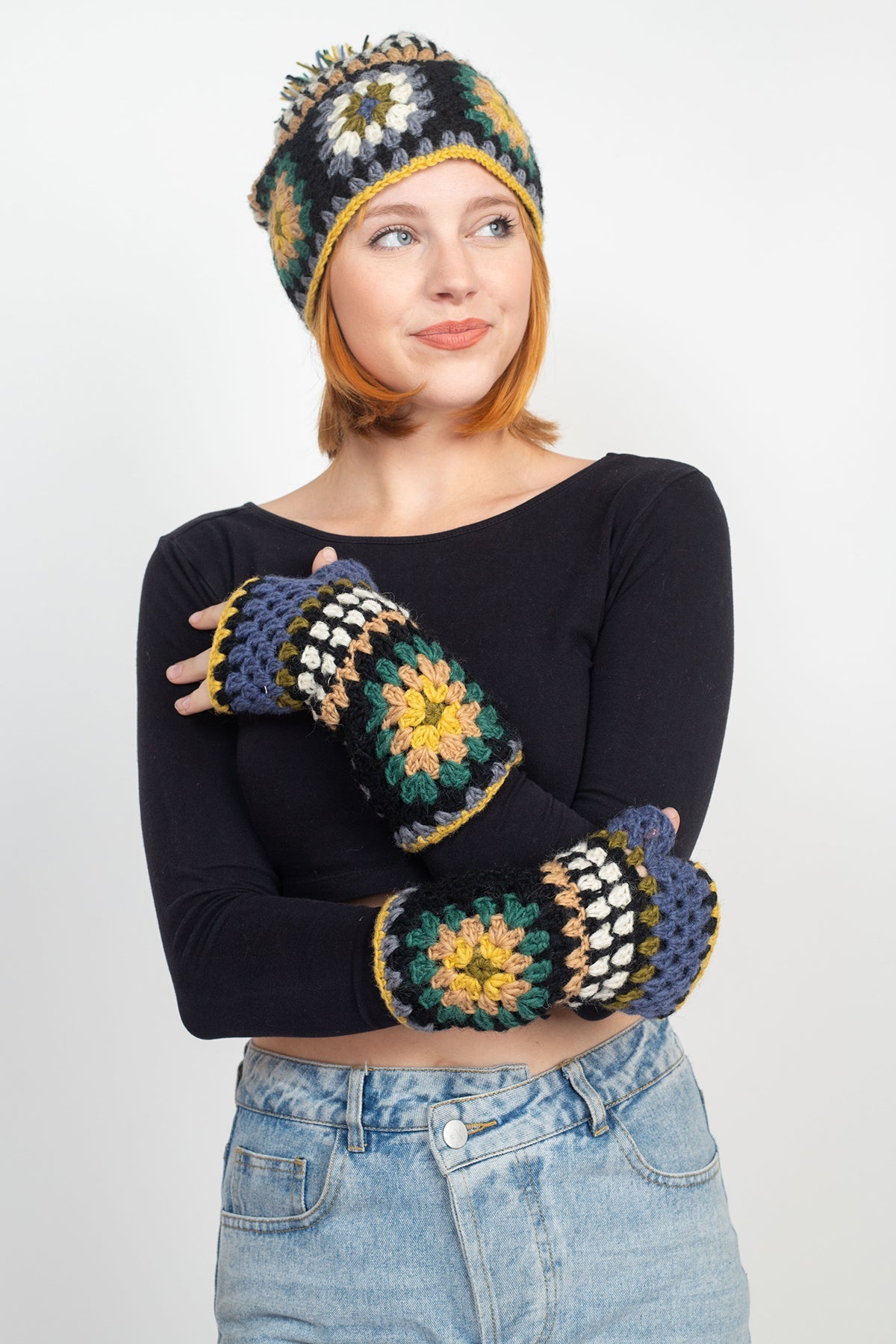 Granny Square Fingerless Mittens